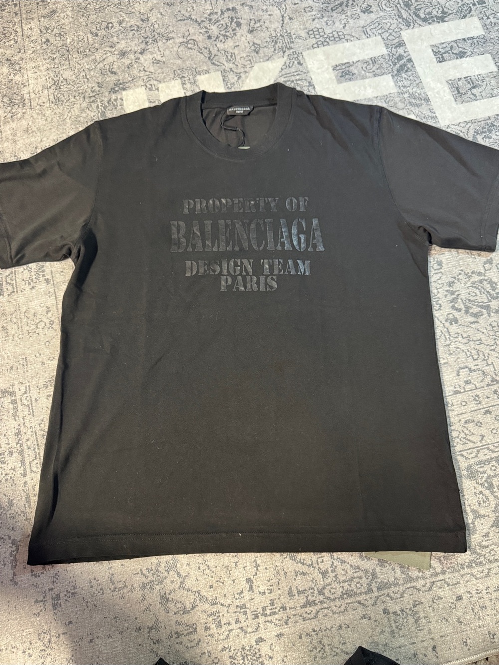 Balenciaga Black Crewneck 'Property of Balenciaga' Logo Tee